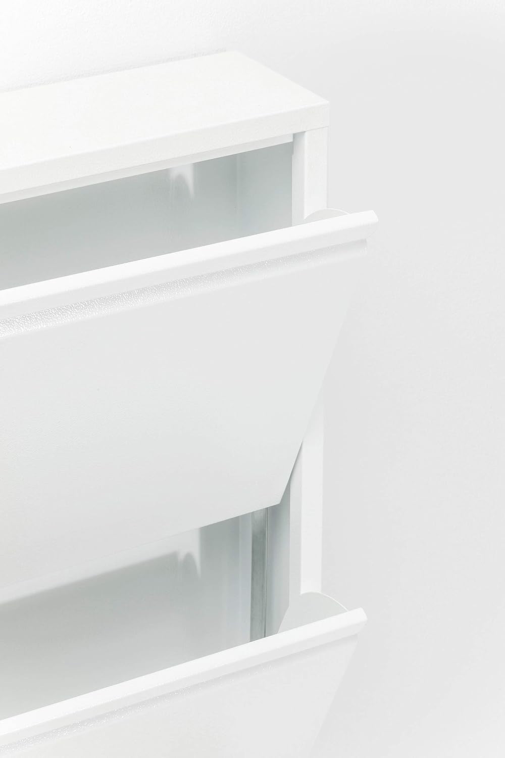 Slim 3-Tier Steel Shoe Cabinet with Tilt Compartments, Space-Saving Design