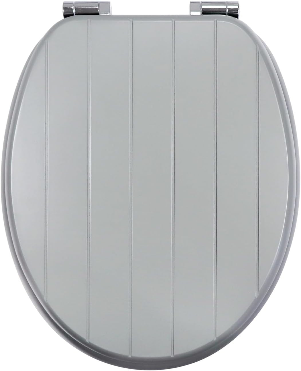 Gray Wooden Toilet Seat MDF Soft Close Adjustable Hinges 43.5x37.5cm