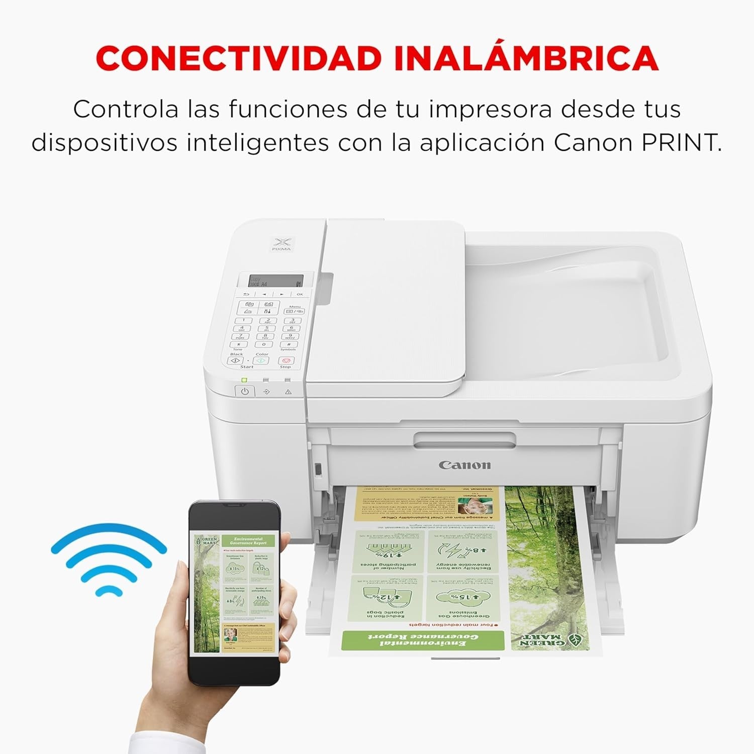 4-in-1 Wireless Printer White | Print Scan Copy Fax ADF Borderless Photos