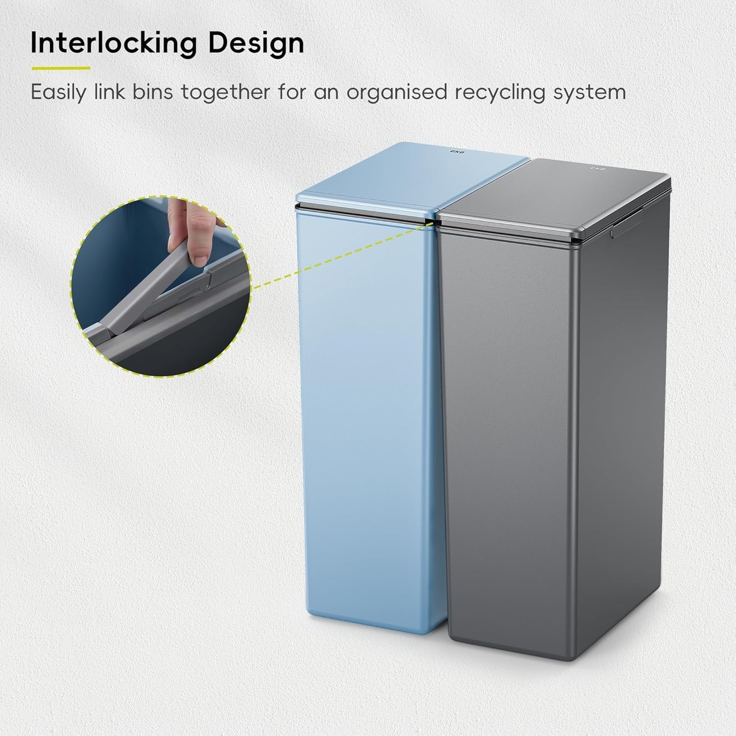 80L Double Kitchen Recycling Bin 2x40L Touch Lid Slim Dual Colour