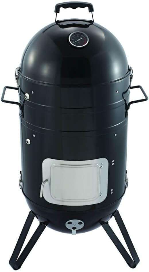 3-in-1 Charcoal Smoker BBQ Grill Portable Outdoor Cooker with Thermometer