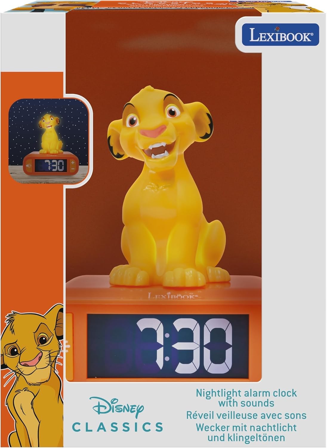 Kids Lion Alarm Clock Night Light Snooze Easy Read Bedside