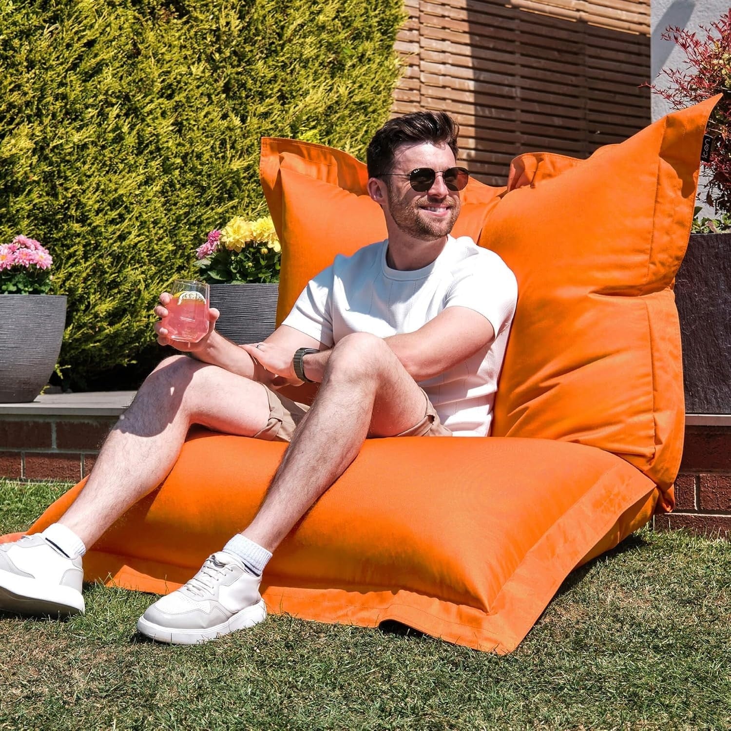 XXL Orange Outdoor Bean Bag Chair 180x140cm Waterproof Garden Floor Seat