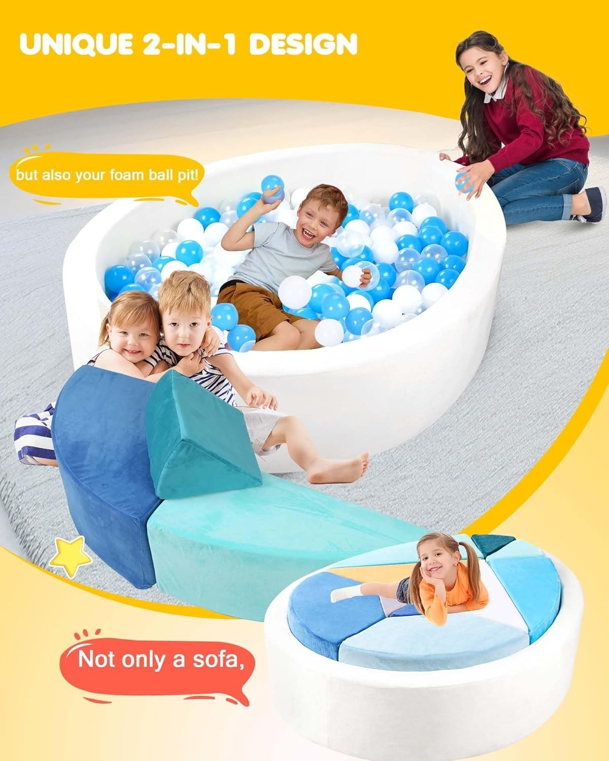Convertible Kids Egg-Shaped Play Sofa with Ball Pit – Soft, Creative Fun
