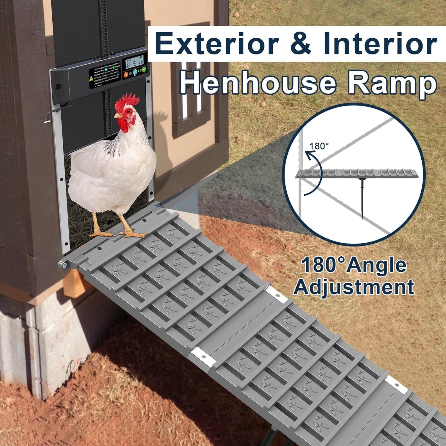 Adjustable Chicken Coop Ramp Ladder Non Slip Waterproof