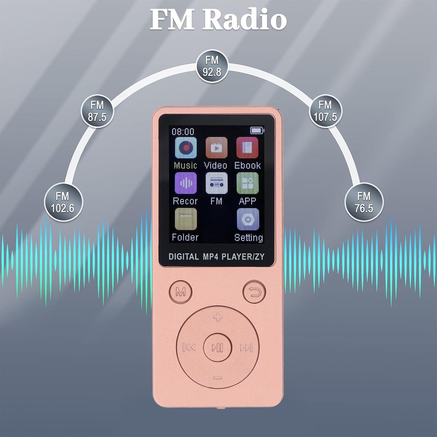 MP3 Player Bluetooth 5.0 1.8" Screen HiFi Sound 128GB Gold