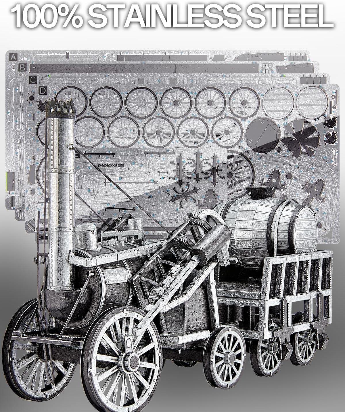 3D Metal Rocket Train Puzzle for Adults – Stainless Steel, No Glue, 175 Pieces