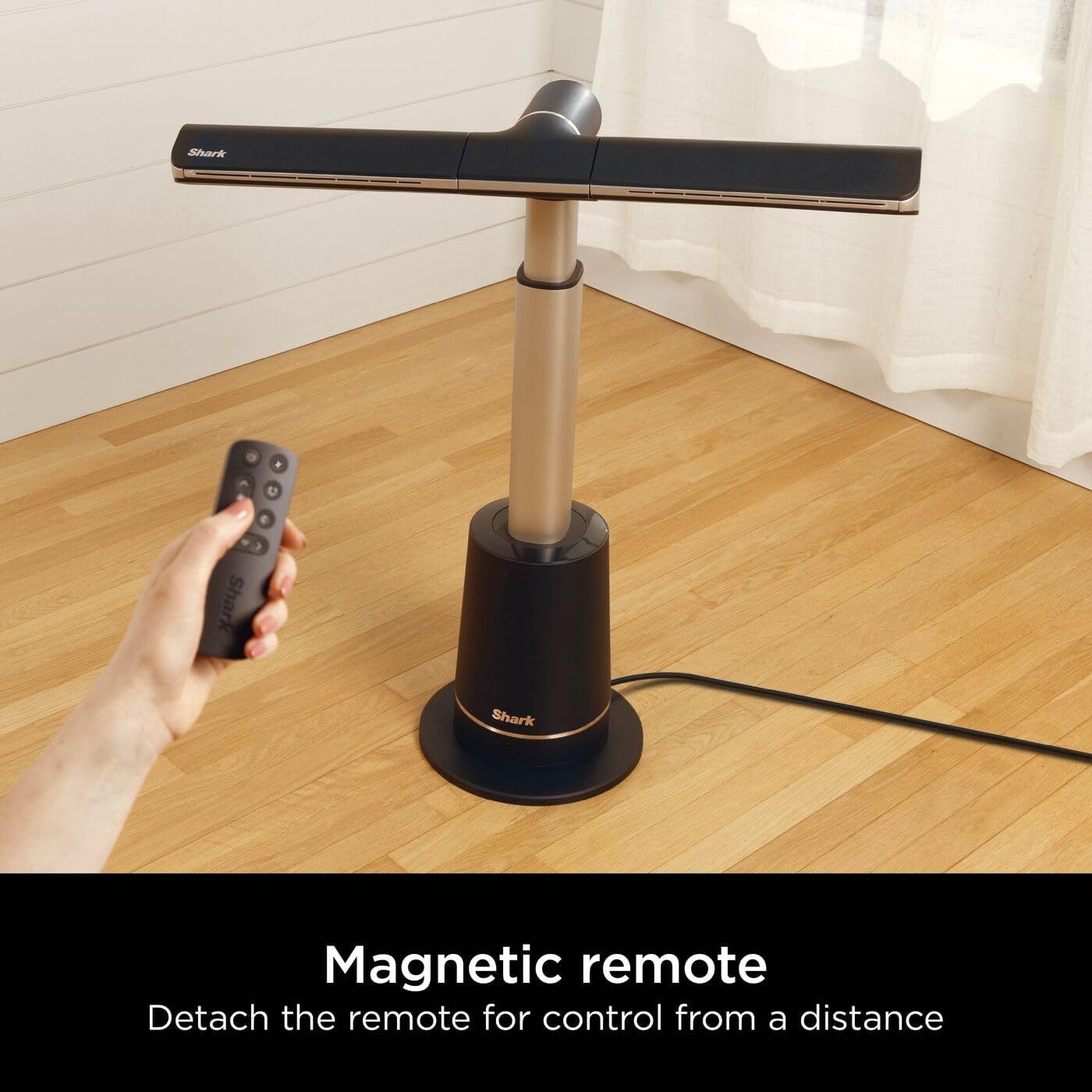 Bladeless Tower Fan Charcoal 10Speed Remote 180° Oscillating Quiet Floor Cooling