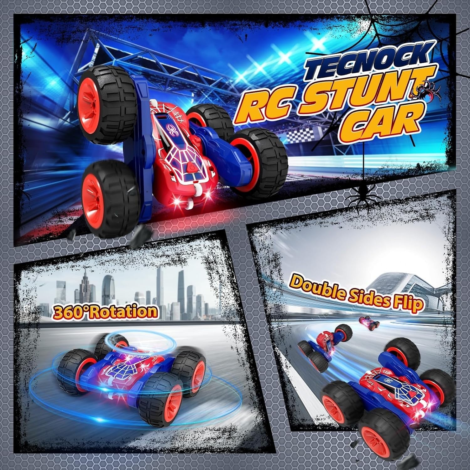 360° Flip RC Stunt Car for Kids 3-12 | 4WD Double-Sided Light Up Toy Truck