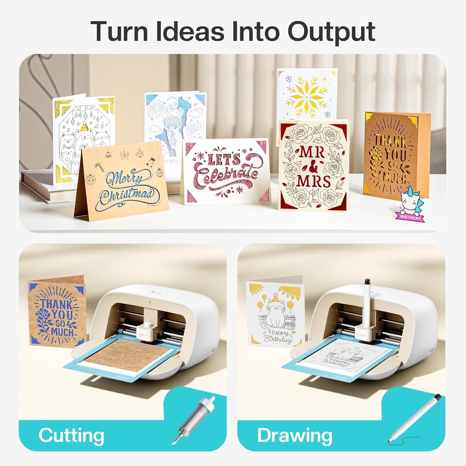 Portable Vinyl Cutter Machine Cardstock Sticker Maker Craft Bundle