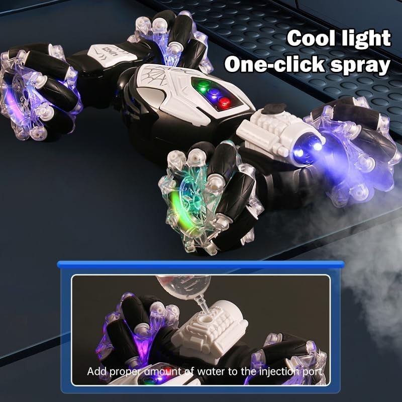 RC Drift Stunt Car w/ LED Lights & Spray Effects, 360° Rotation Remote Control