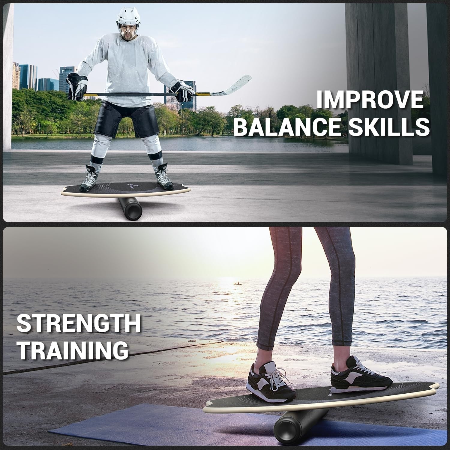 2-in-1 Balance Board Roller & Ball Indoor Fitness Core Trainer Purple