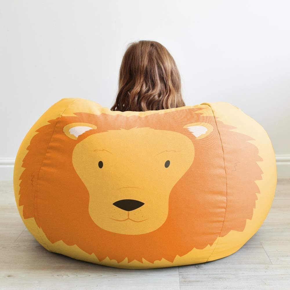 Kids Lion Bean Bag Chair Washable Toddler Seat Soft Safe Playroom Decor