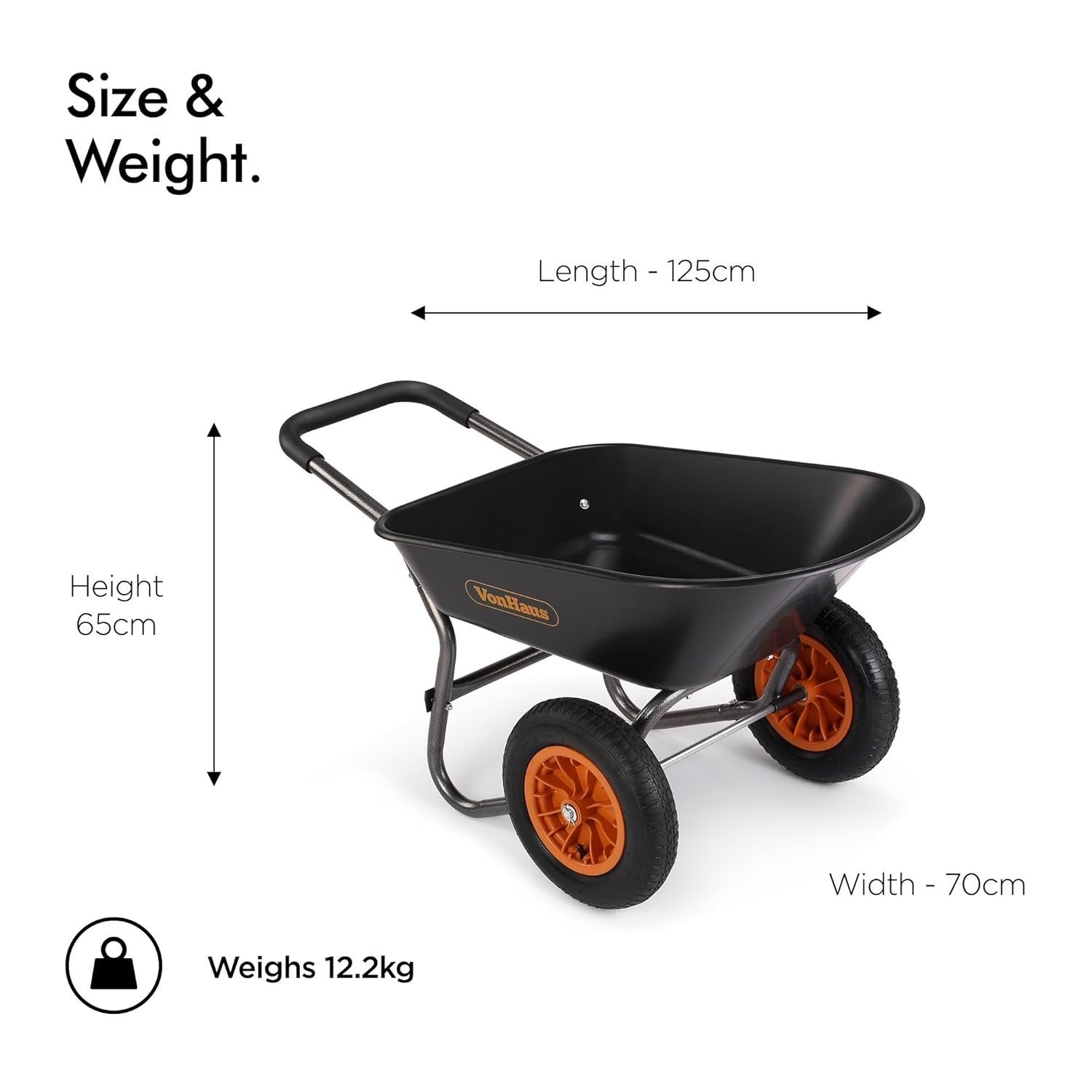 78L Dual Wheel Wheelbarrow – Steel Frame w/ Pneumatic Tyres & Grip Handle 100kg