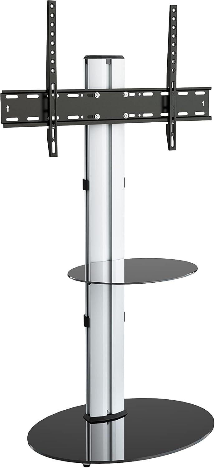 Swivel TV Stand With Shelf for 32-55" Screens Glass Base VESA Mount