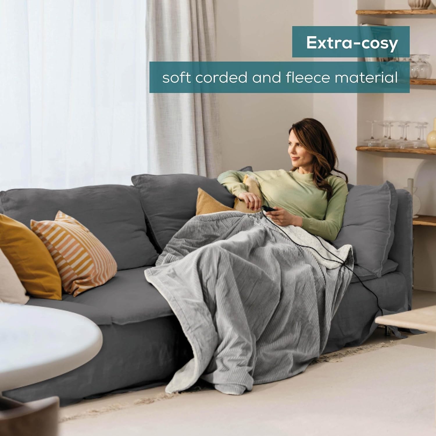 Electric Heated Throw Blanket Soft Cord 6 Heat Settings Auto Shut Off