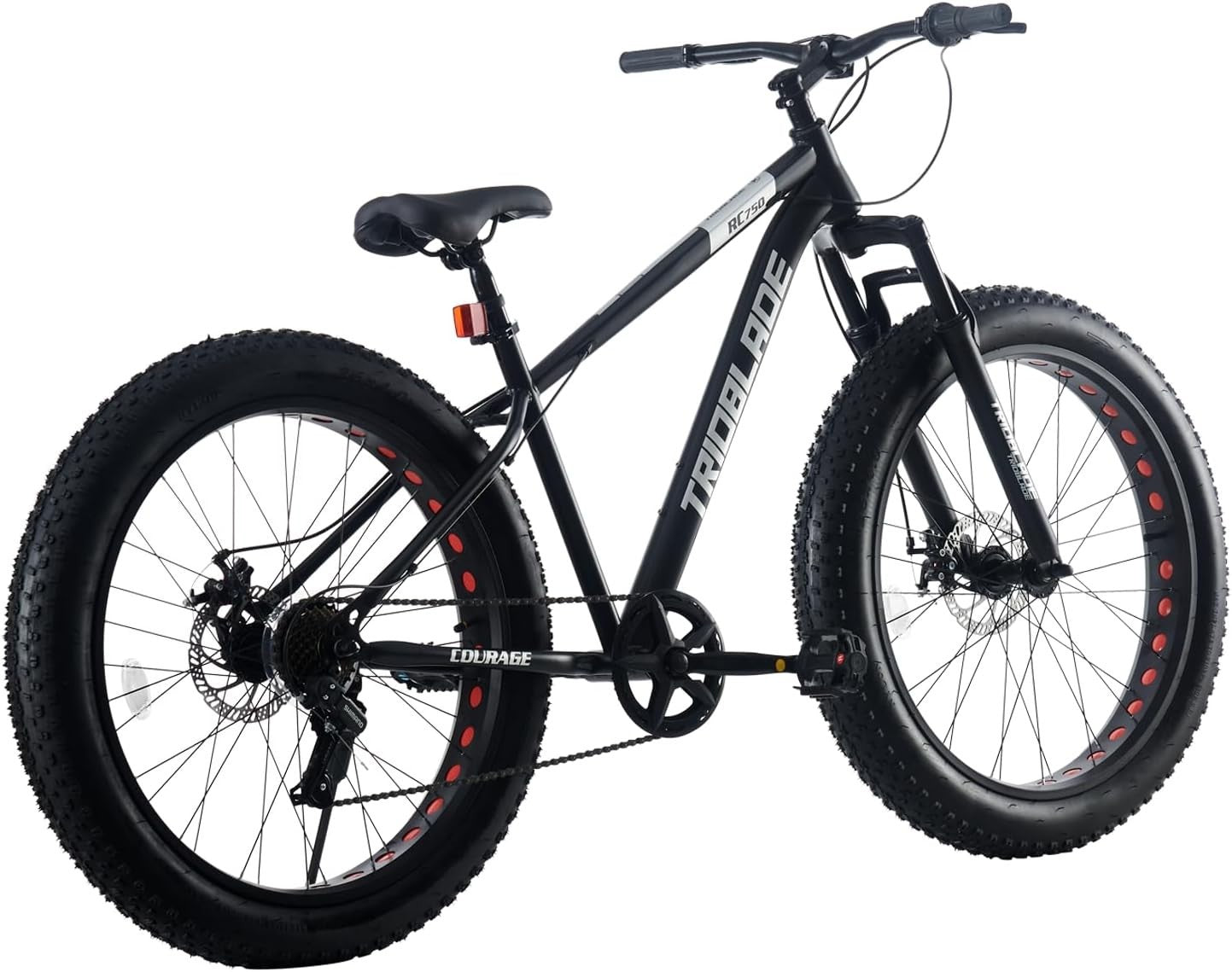 26" Fat Tyre Bike Mens Womens 7 Speed Full Suspension MTB Disc Brake