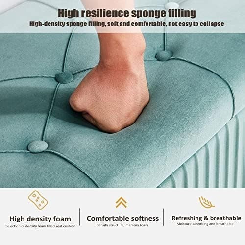 Coffee Velvet Storage Ottoman Bench with Gold Legs – Bedroom & Living Room