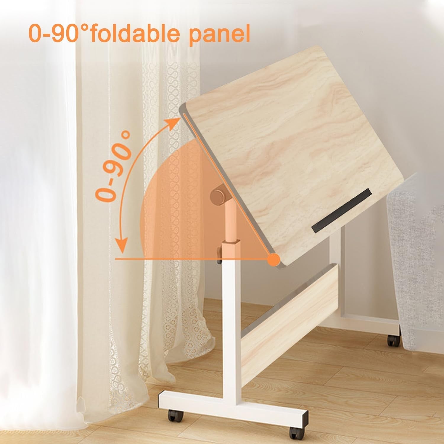 Height Adjustable Standing Desk on Wheels Laptop Table Small Office 80x40cm