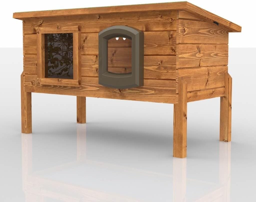 Self-Heating XL Outdoor Cat Kennel with Microchip Access | Plastic, Ventilated