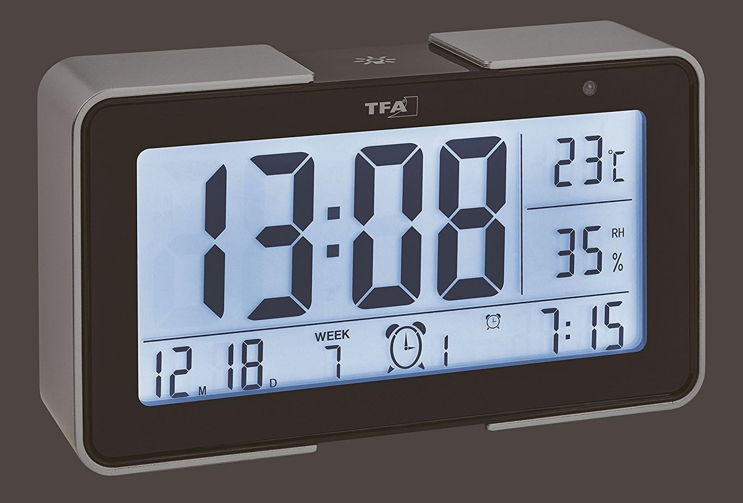 Digital Alarm Clock Large Display Temperature Humidity Multiple Tones Black