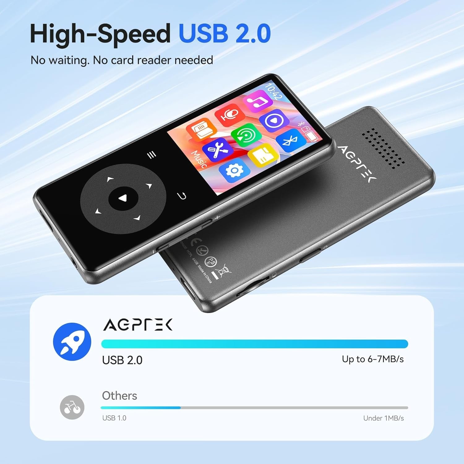64GB Bluetooth MP3 Player 1.8" Touch Screen FM Radio Portable Sports Player