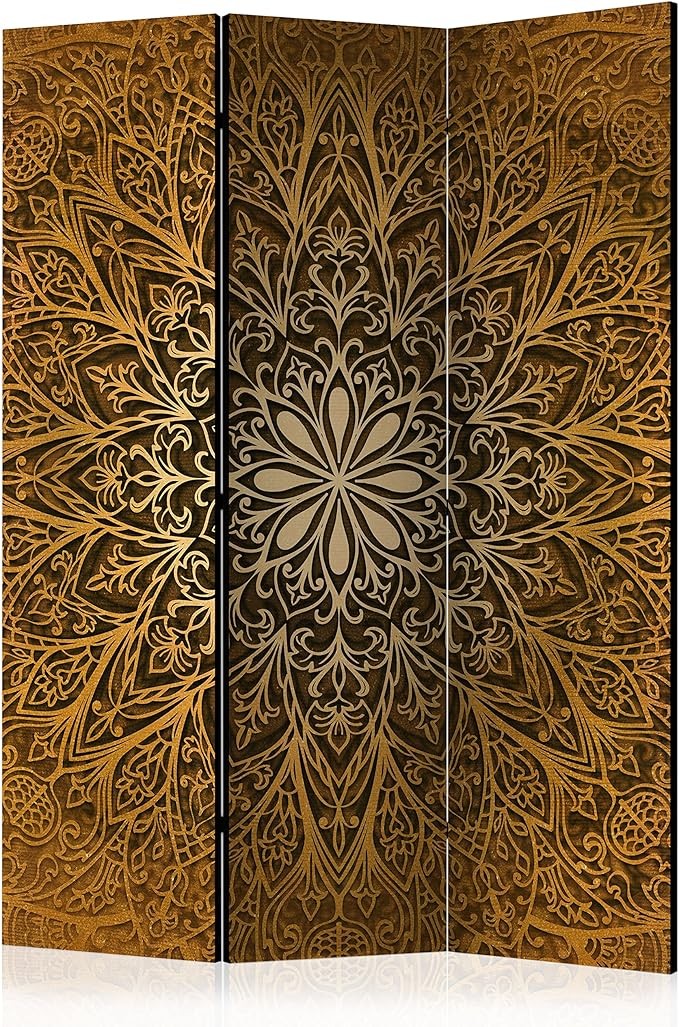 Lux Gold Mandala 3-Panel Privacy Room Divider Folding Screen 135×172cm