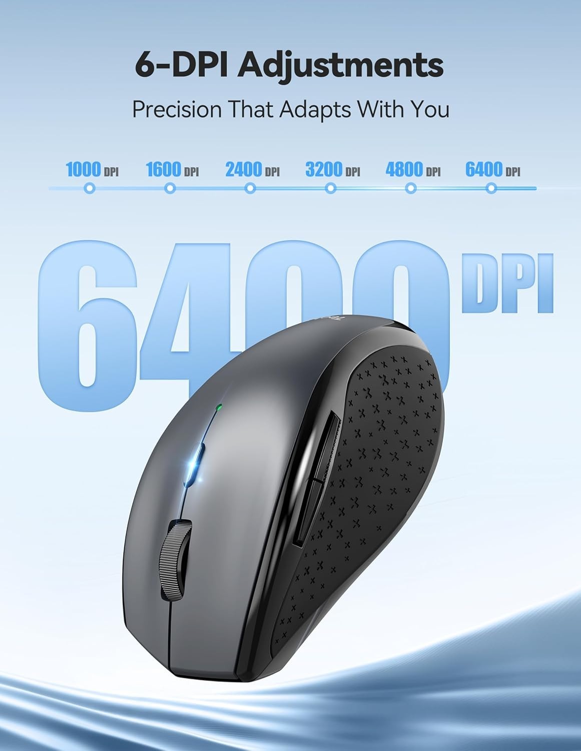 Rechargeable Wireless Mouse 6400 DPI Silent Ergonomic USB Nano for Laptop PC