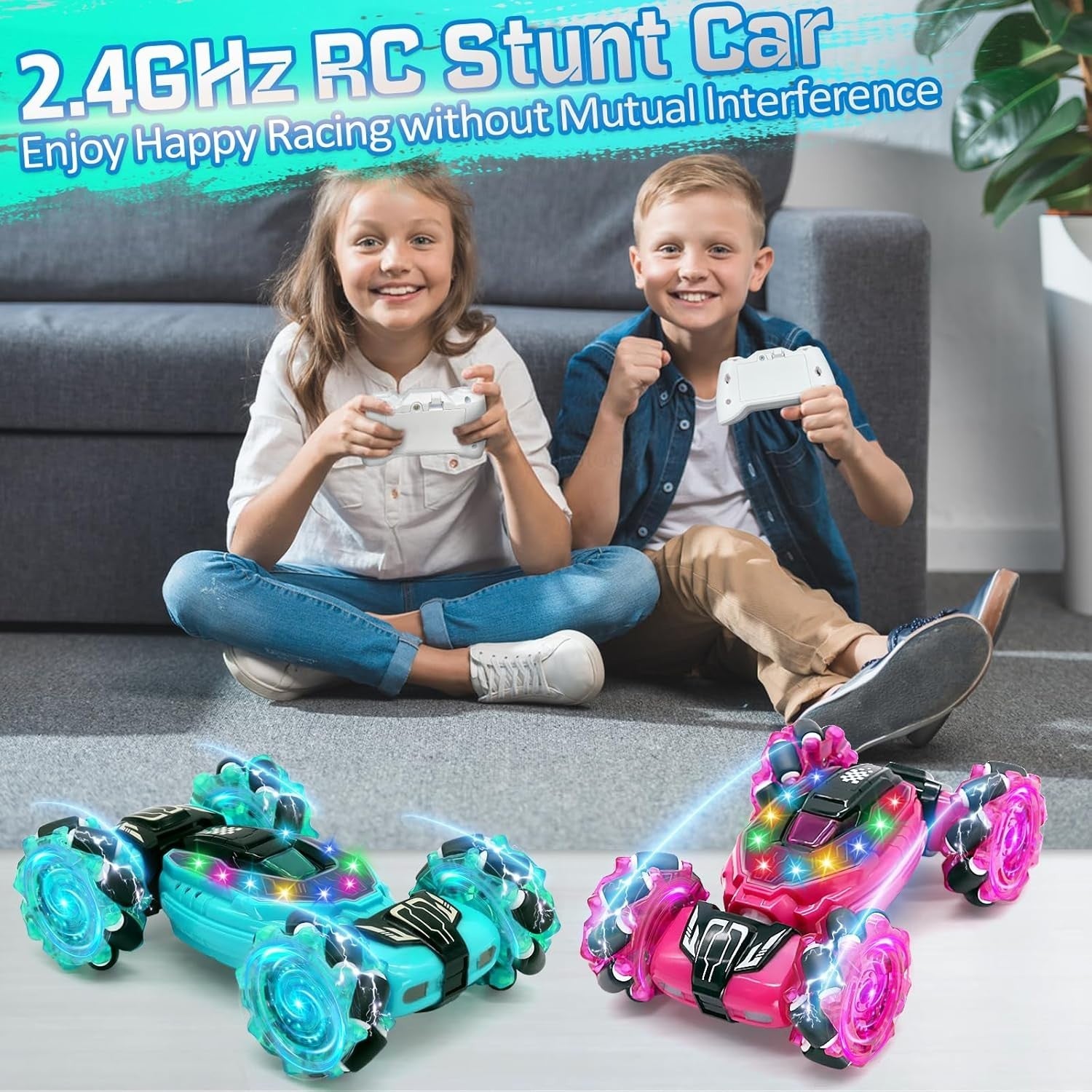 4WD RC Stunt Car 360° Flip – LED Lights, Rechargeable Toy for Kids 6–12