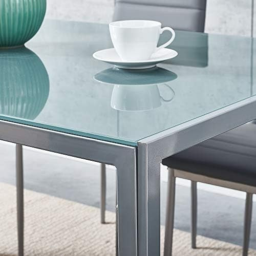 Round Glass Dining Table 90cm Black Tempered Metal Legs Modern