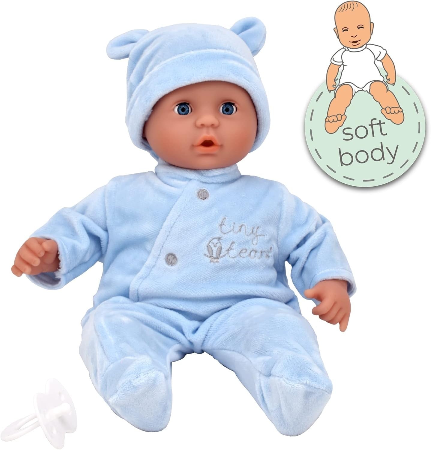 Soft Baby Doll 38cm with Sleeping Eyes Dummy Cuddly Toddler Toy