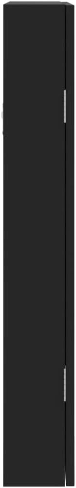 Black Wall Mounted Jewelry Armoire Mirror Lockable Slim Storage Cabinet