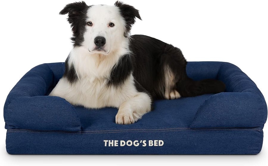 Large Orthopedic Dog Bed Memory Foam Washable 91x70cm Denim
