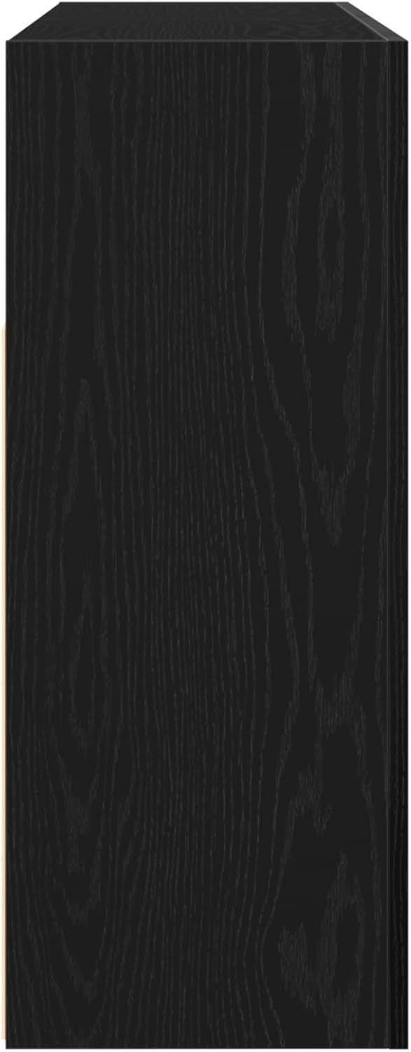 Modern Black Oak Sideboard Cabinet with LED Lighting, 3 Doors & 8 Compartments
