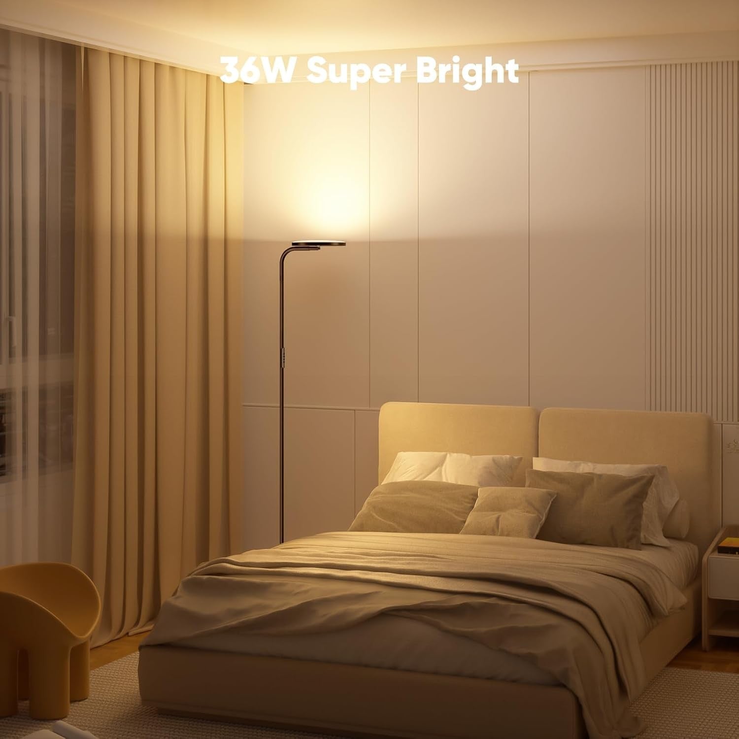 36W LED Floor Lamp Remote Dimmable 350° Rotating Reading Standing