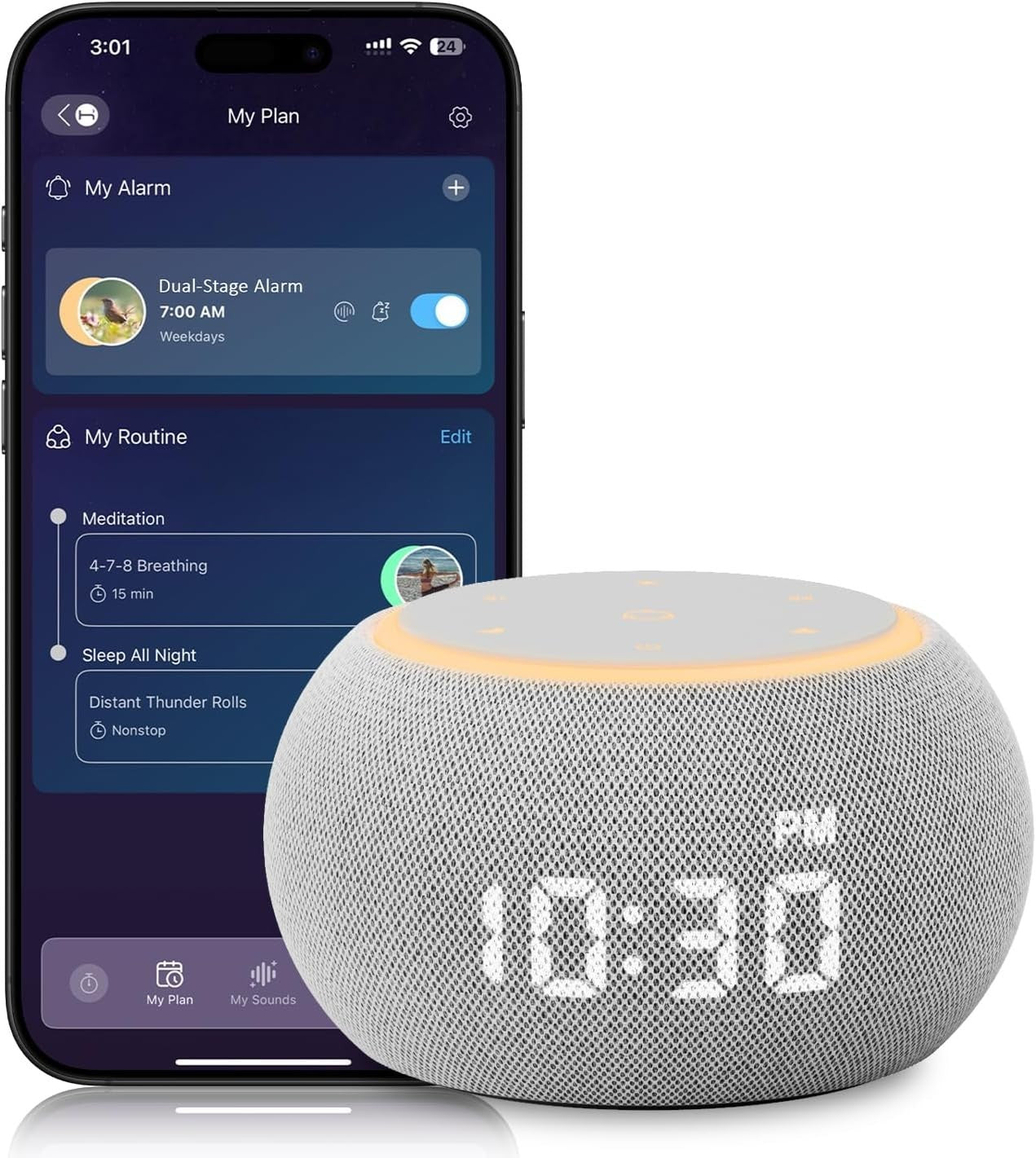 White Noise Machine for Sleep with 507 Sounds, Night Light & App Control