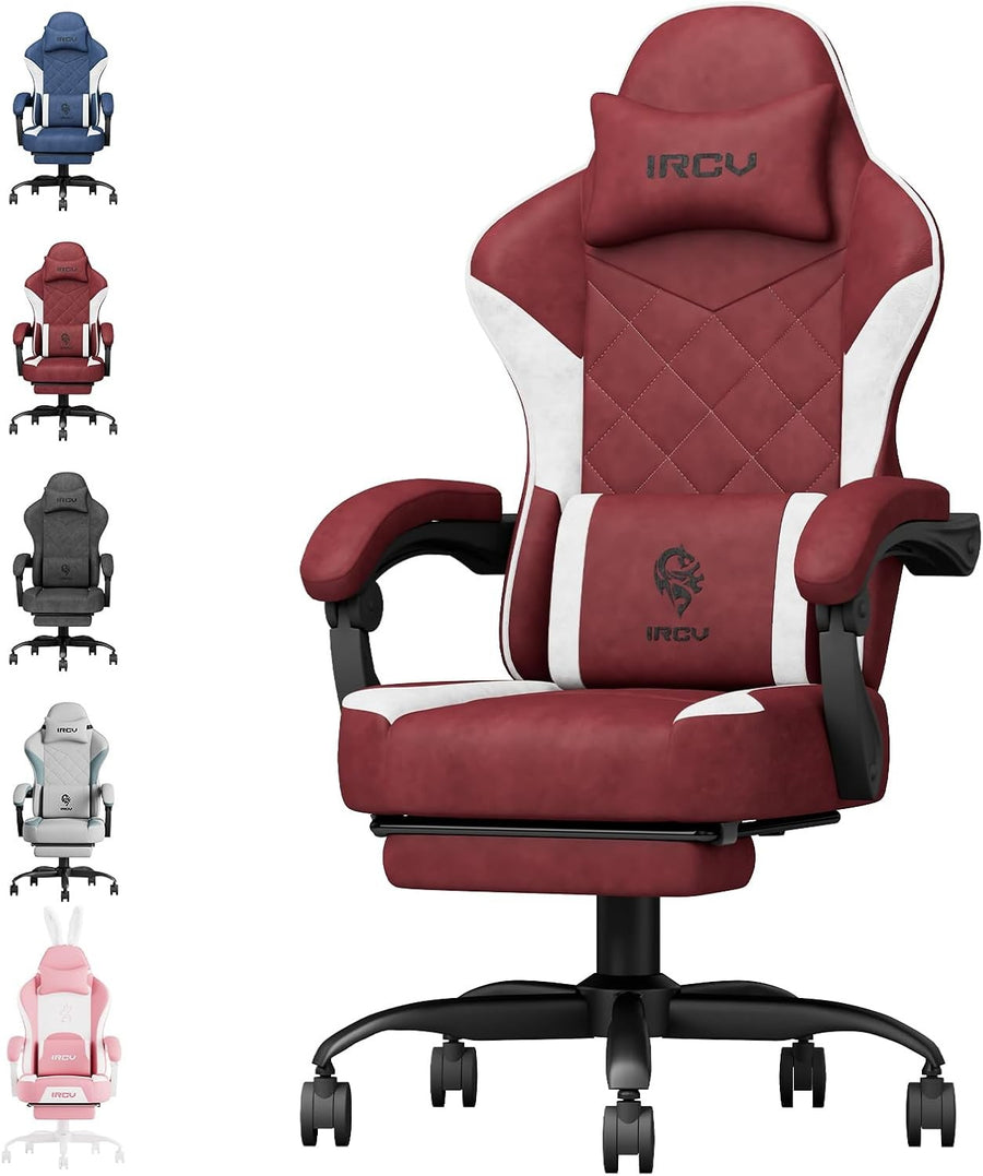 Reclining Gaming Chair w/ Footrest 350lbs High Back Fabric
