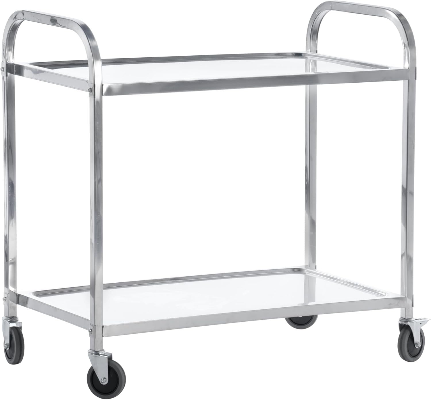 Stainless Steel Catering Trolley 2 Tier Heavy Duty Rolling Kitchen Cart