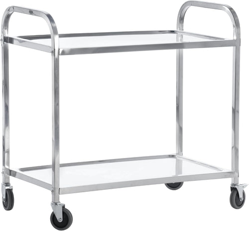 Stainless Steel Catering Trolley 2 Tier Heavy Duty Rolling Kitchen Cart