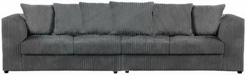 Modern Jumbo Cord 4-Seater Sofa Grey Modular Sectional Couch with Cushions