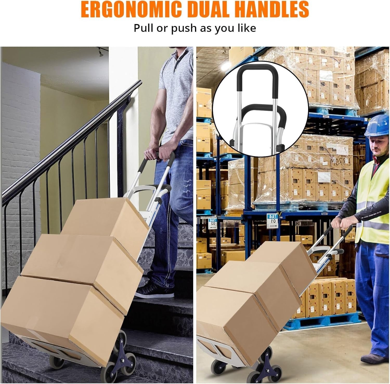 Heavy Duty Stair Climbing Hand Truck 550lb Aluminum Dolly 6 Wheels