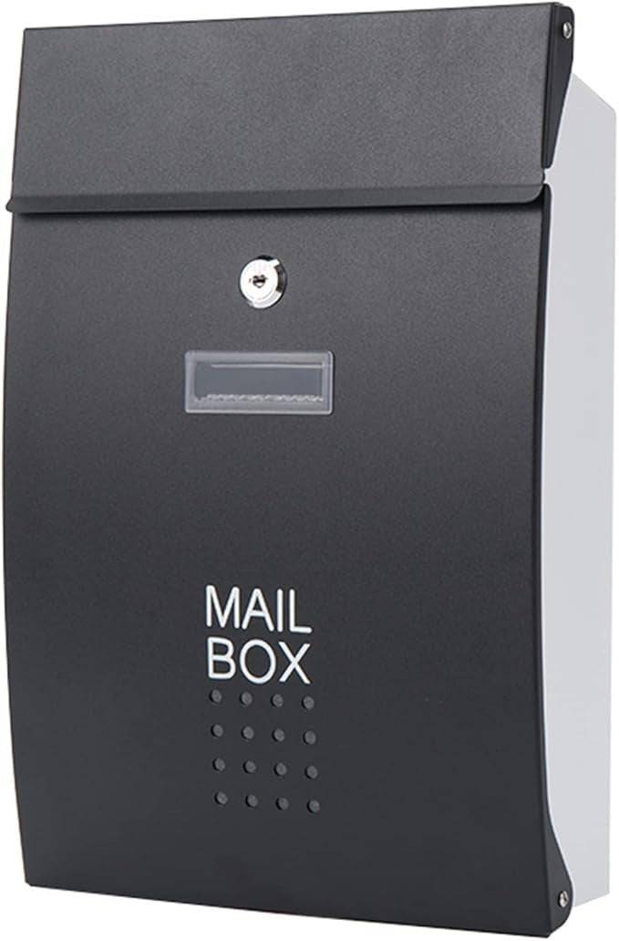 Secure Wall Mounted Mailbox Lockable Rustproof Steel Post Box for Letters
