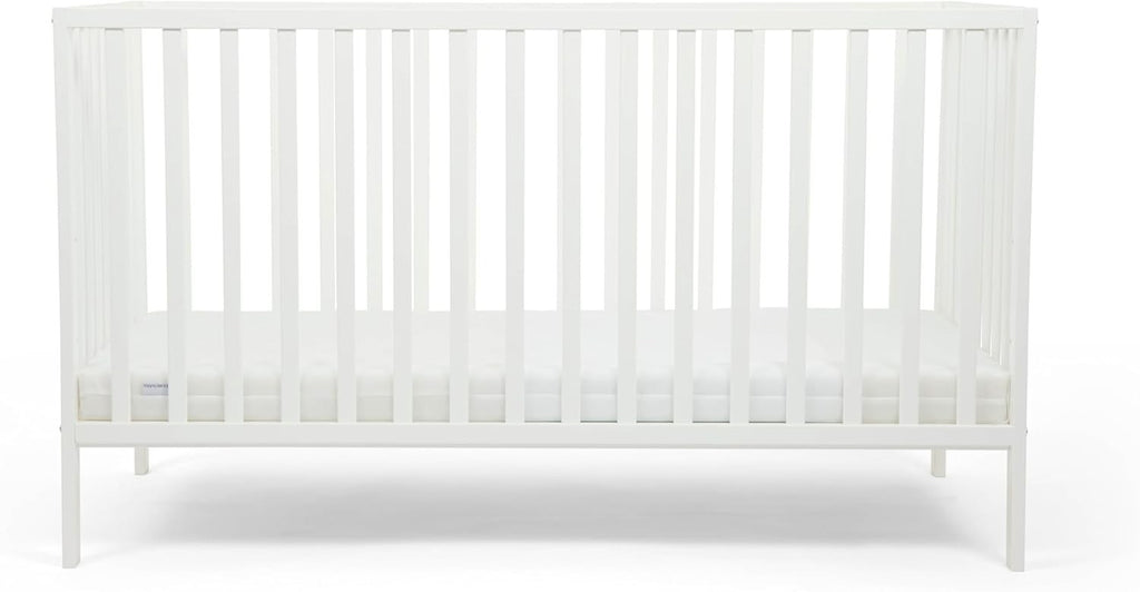 Classic Wooden Baby Cot Slated Bed with Premium Pocket Sprung Mattress White
