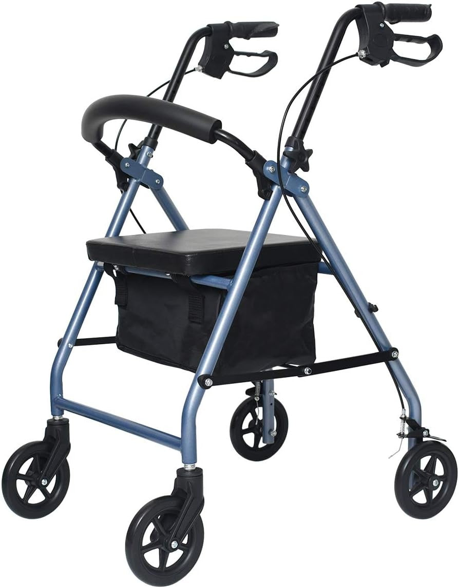 4 Wheel Rollator Walker with Seat Folding Adjustable Brakes
