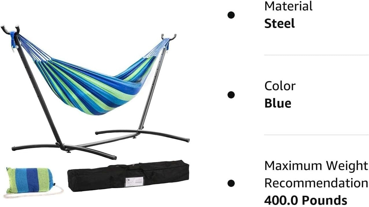 Heavy Duty Double Hammock Stand Portable Steel Frame for Patio & Indoor