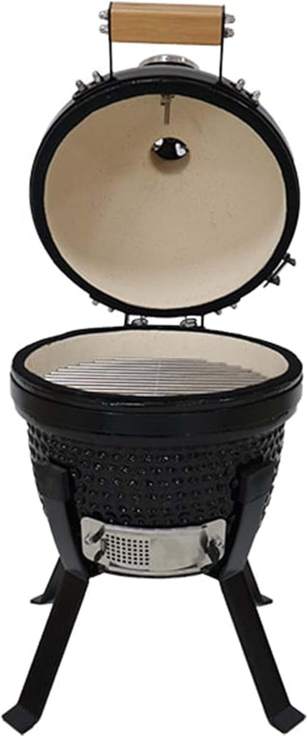 Ceramic Charcoal BBQ Grill 13" Portable Kamado Smoker Oven with Stand