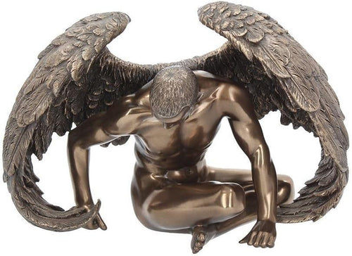 Bronze Angel Figurine 20cm Resin Winged Statue Home Decor Spiritual Ornament