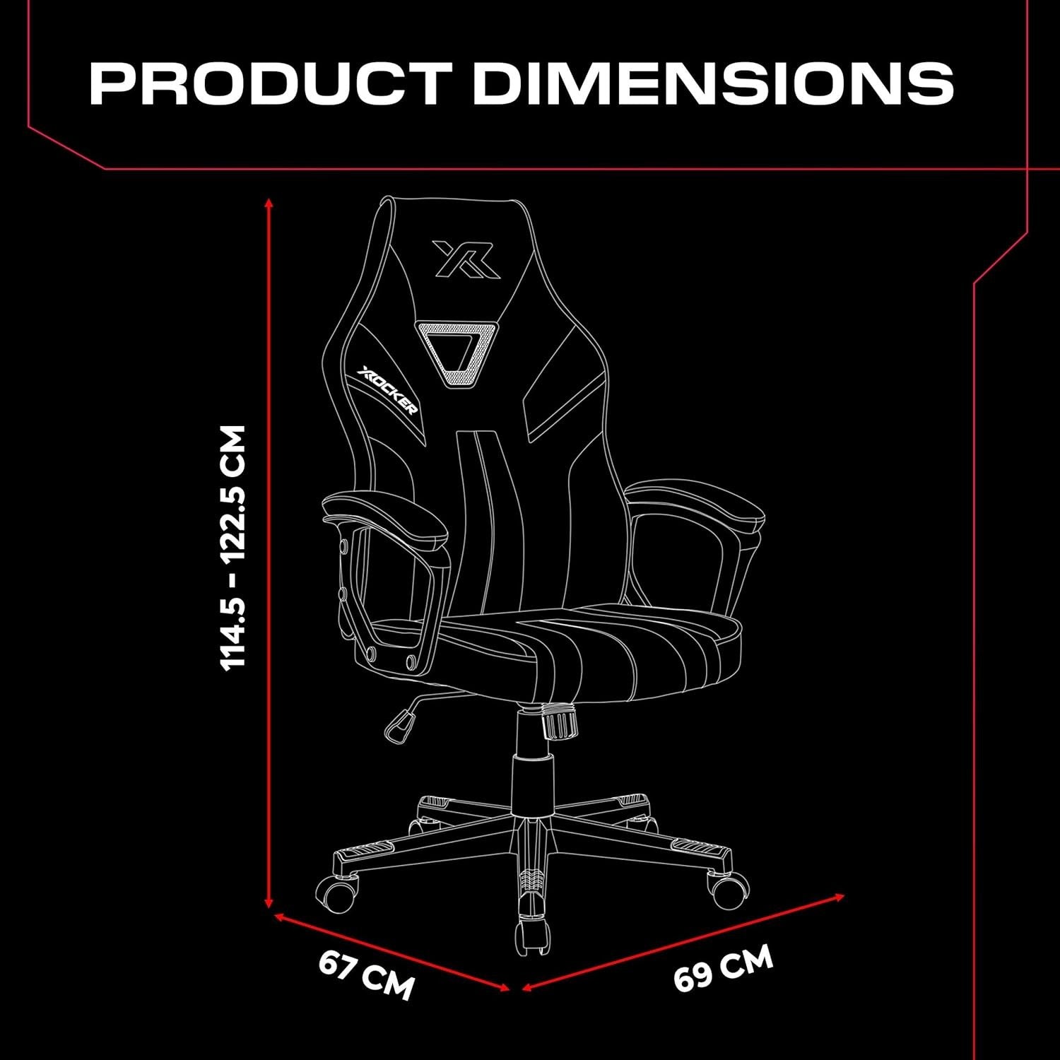High Back Ergonomic Gaming Chair Wide Seat Adjustable Red