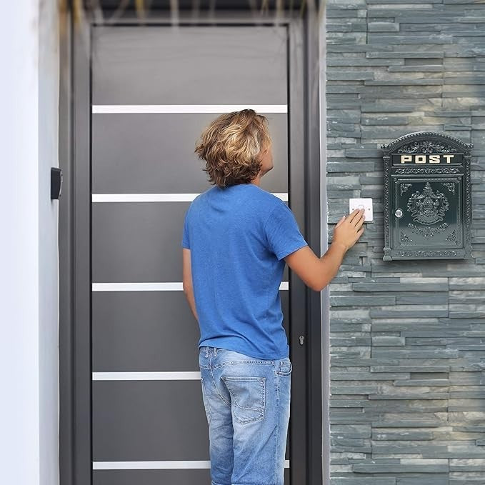 Wall Mounted Antique Mailbox Black Cast Aluminium Lockable A4 Slot Weatherproof