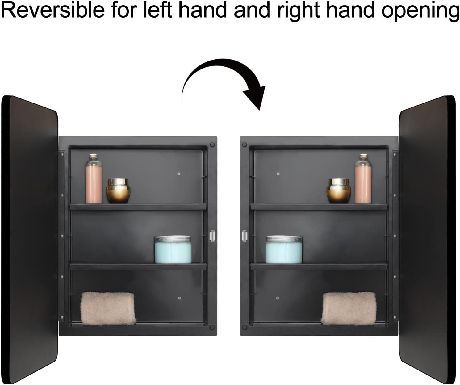 Wall-Mounted Plastic Mirror Cabinet with Adjustable Shelves & Storage